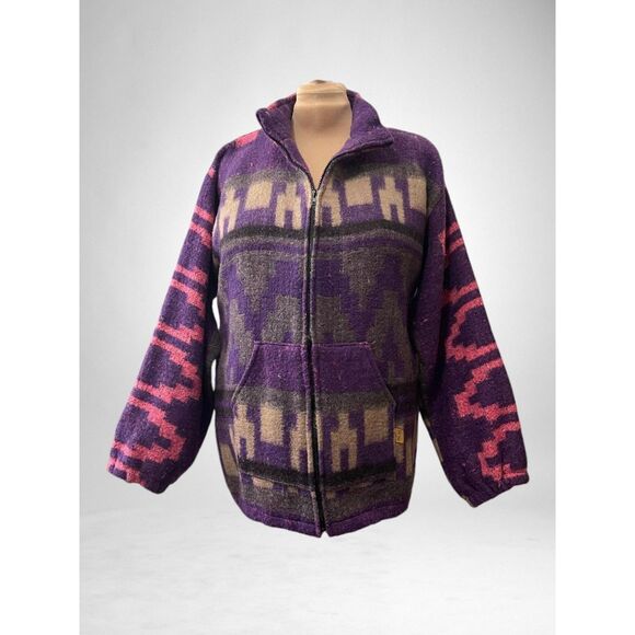 MOLINA Artesanias Southwestern Purple and Pink Zip Front Jacket, Size XL - Picture 1 of 9